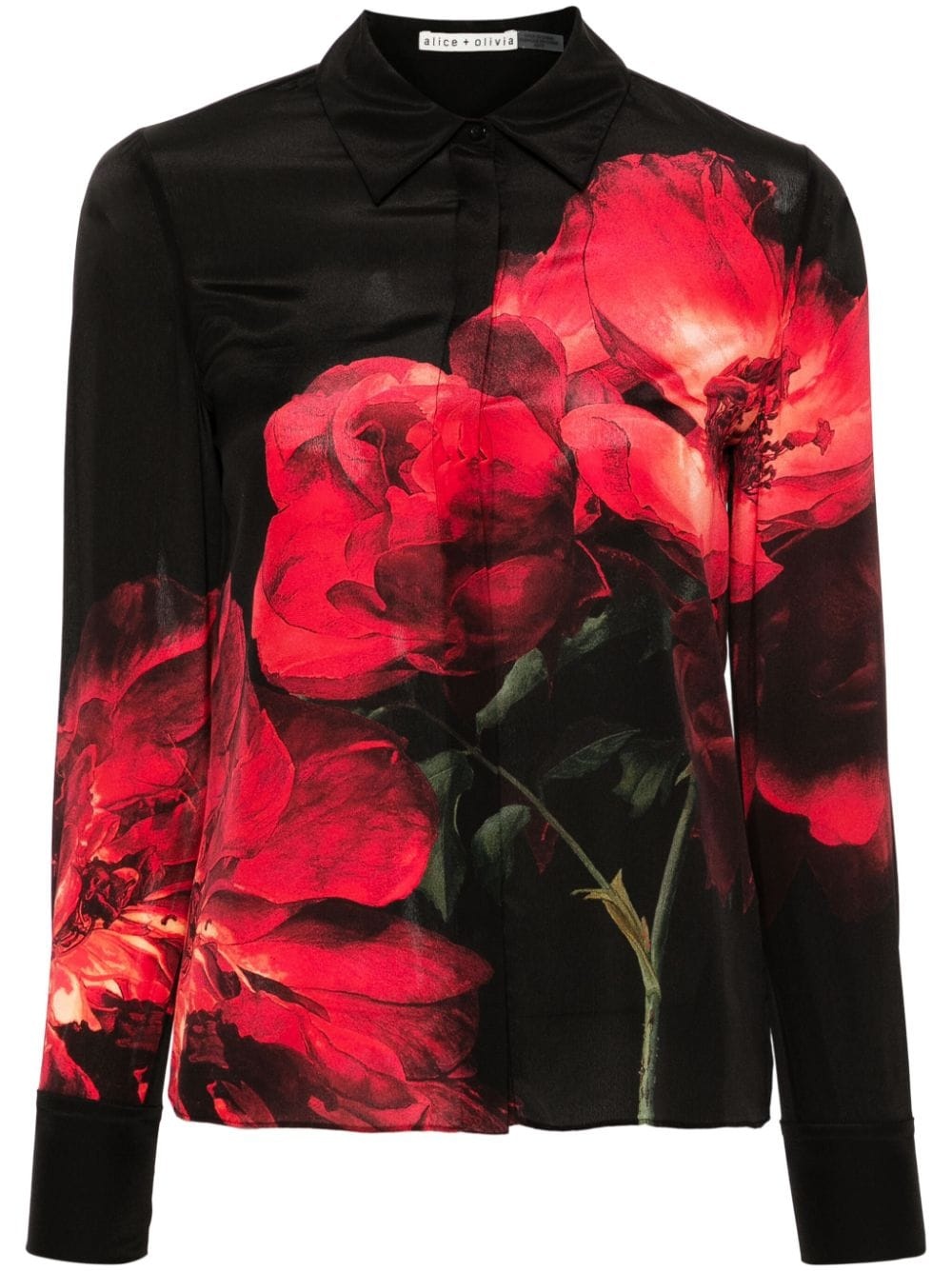 floral-print silk shirt - 1