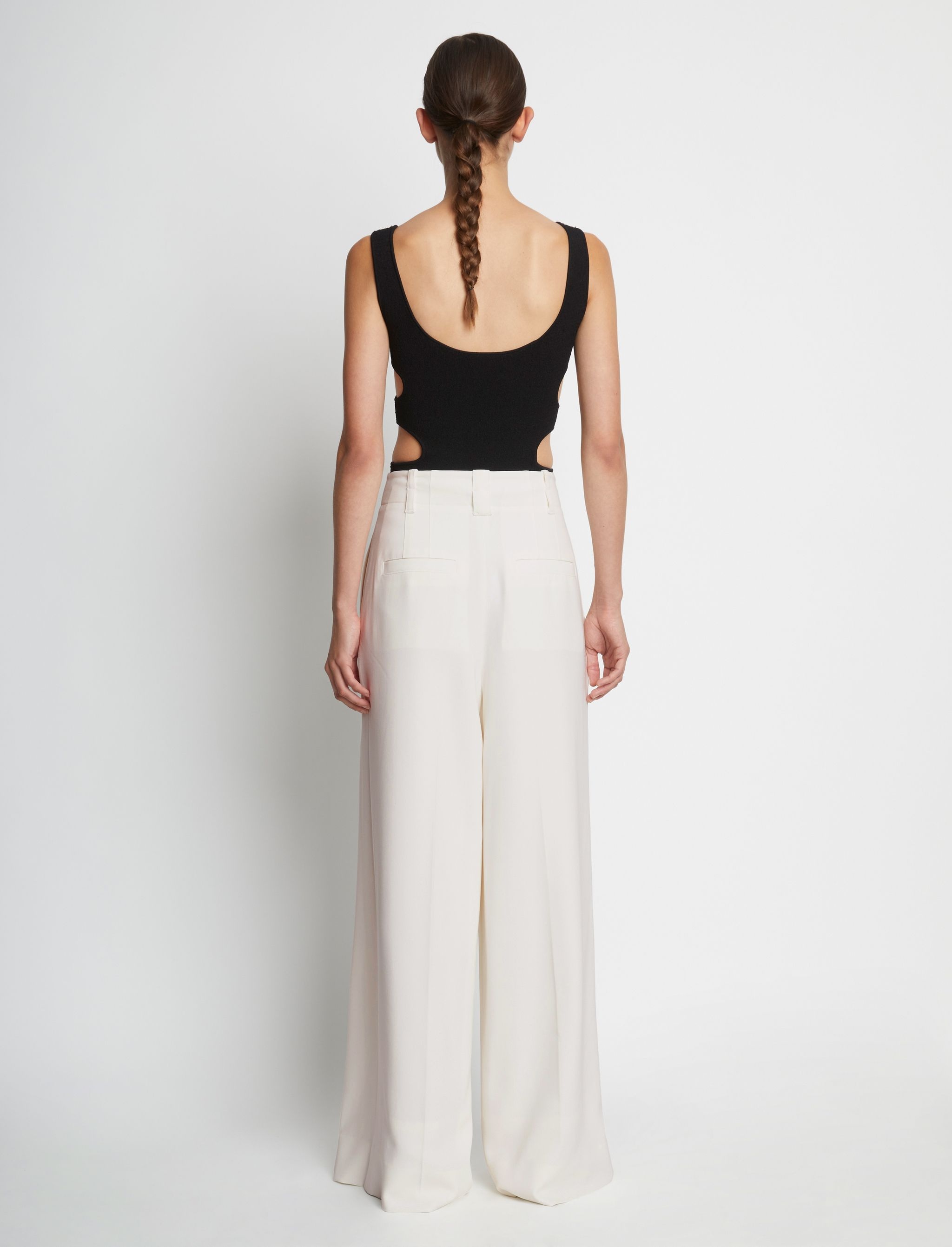 Matte Viscose Crepe Wide Leg Pants - 4