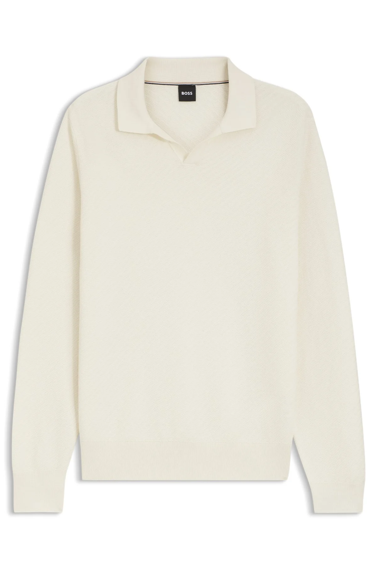 KNITTED COTTON SWEATER WITH JOHNNY COLLAR - 1