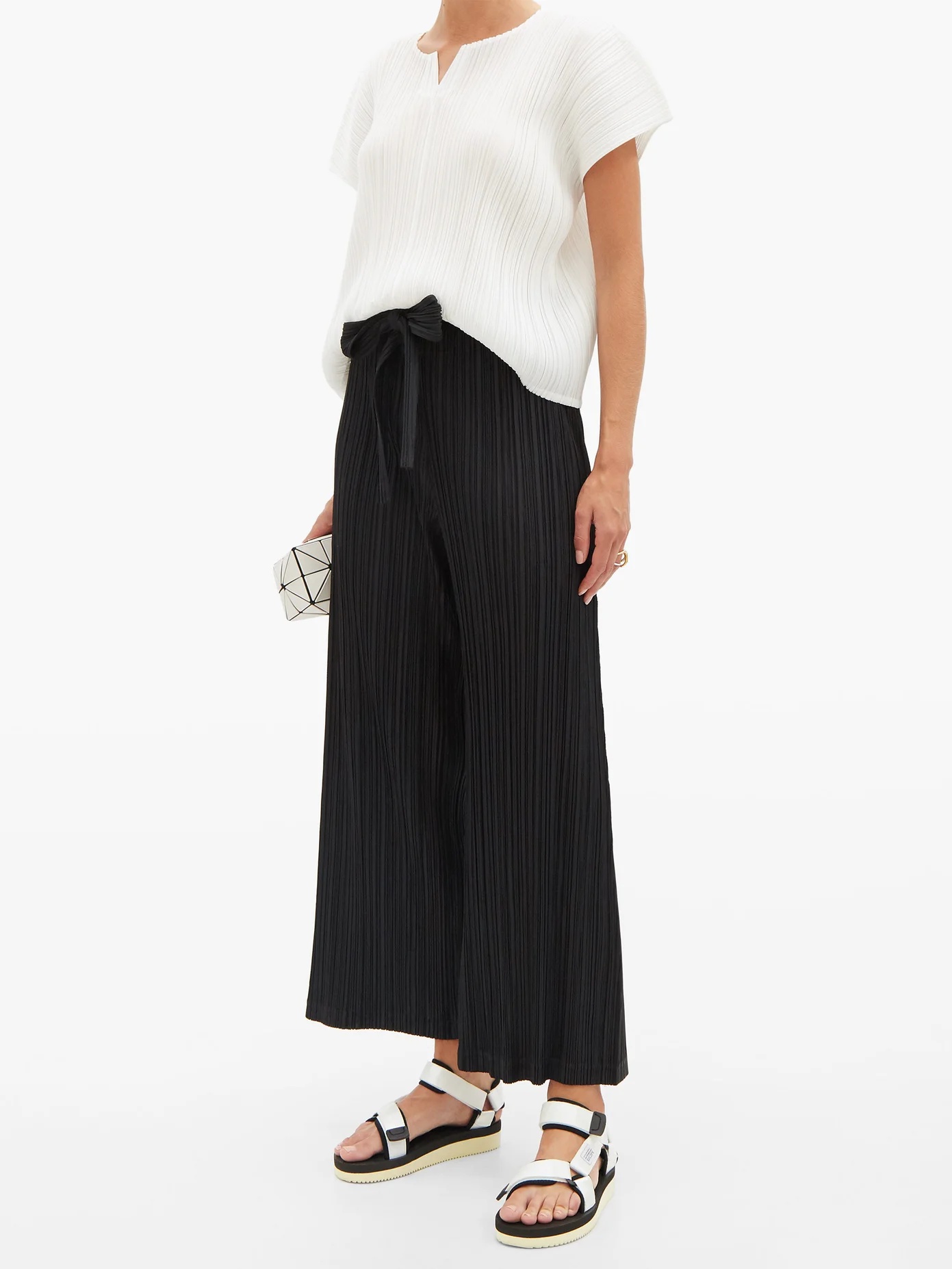 Tie-front technical-pleated trousers - 2