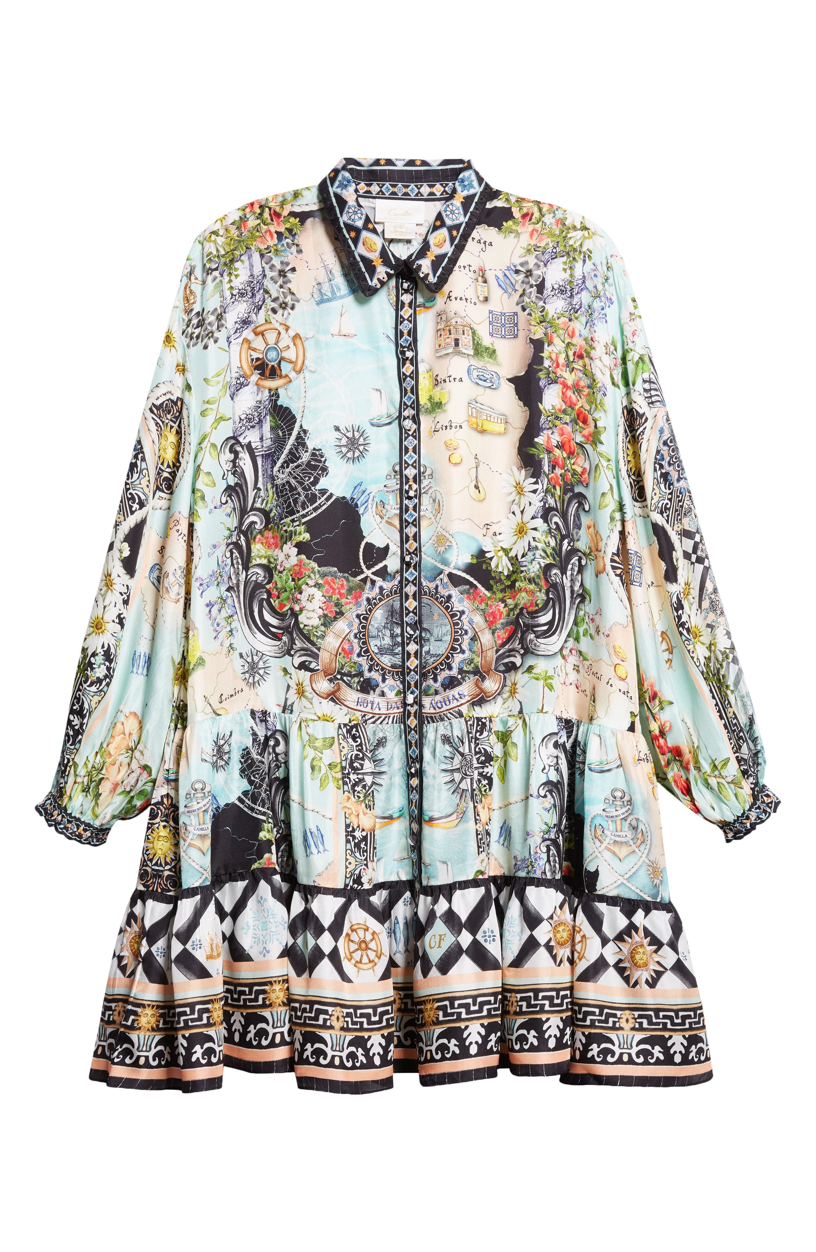 Camilla Folk Afloat Tiered Long Sleeve Silk Shirtdress at Nordstrom - 5
