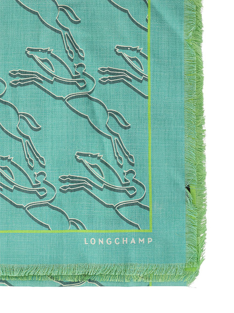 Longchamp fringed horse-motif scarf outlook