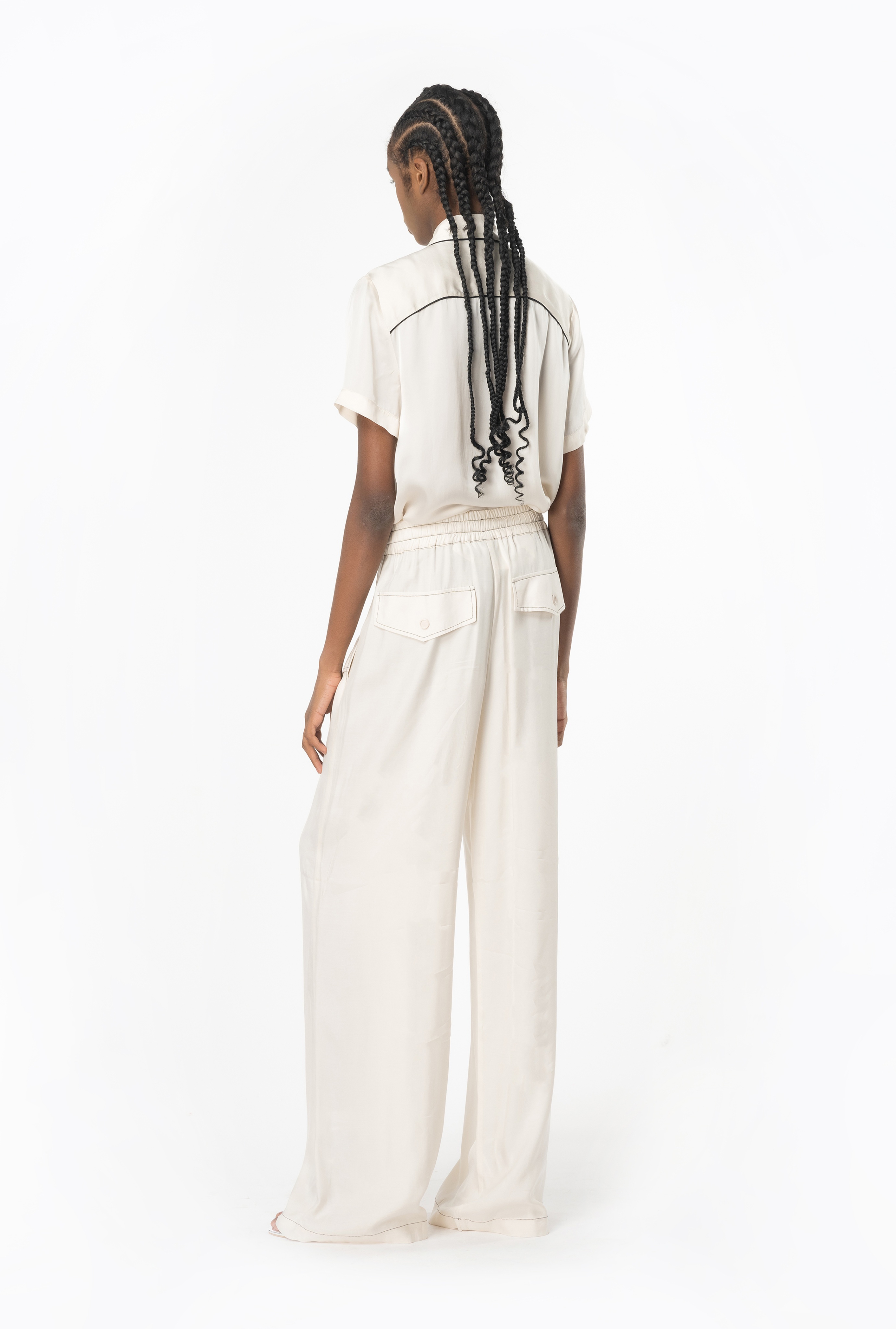 WIDE-LEG TWILL TROUSERS - 5