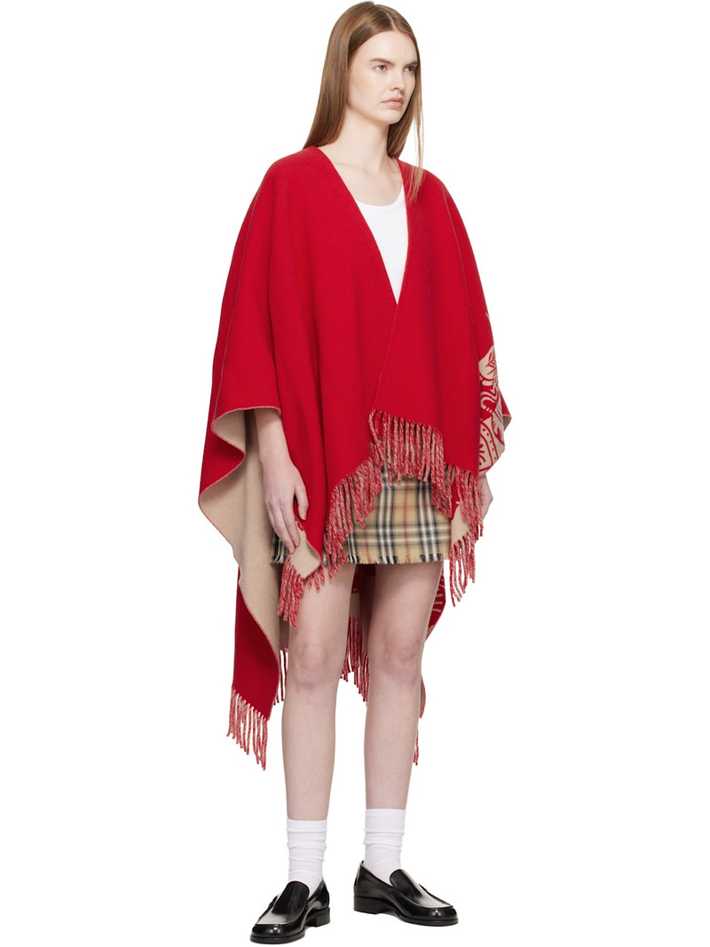Burberry Red EKD Wool Cashmere Cape outlook