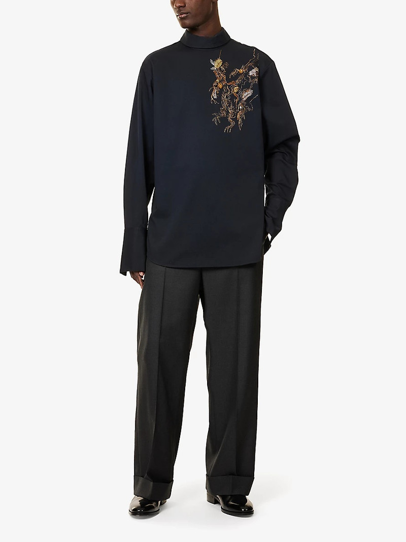 Dries Van Noten High-Neck Embellished Cotton Shirt outlook