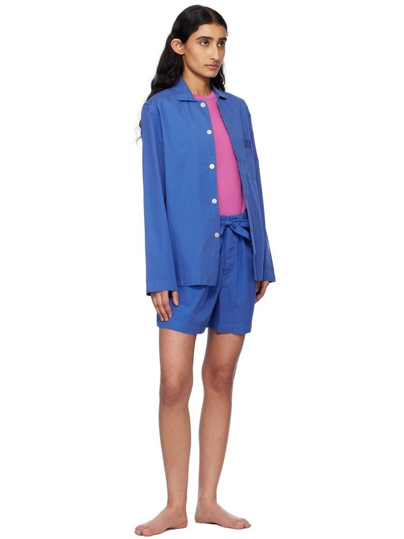 TEKLA Blue Poplin Long-Sleeved Pyjama Shirt outlook