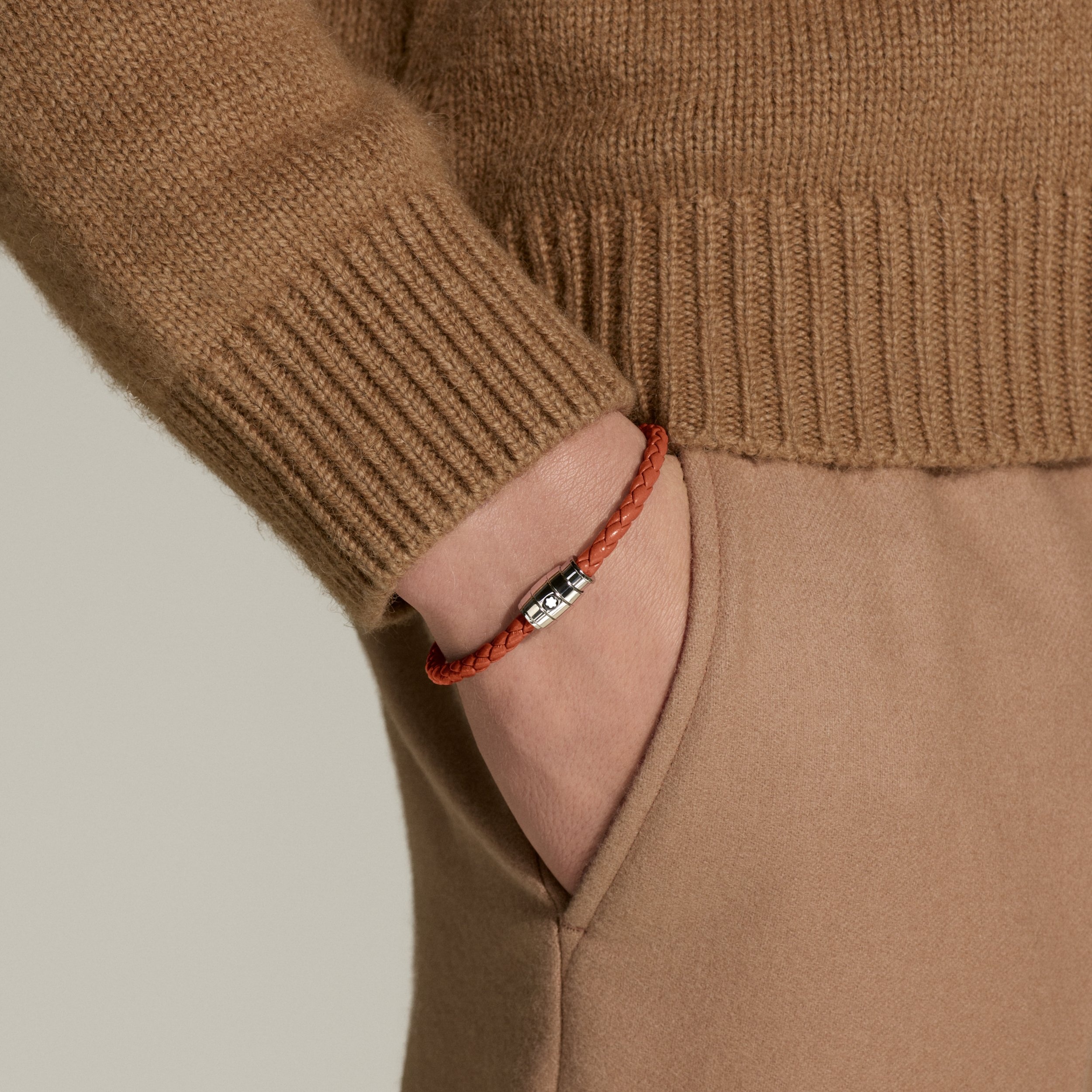 Bracelet Steel 3 Rings Meisterstück Collection in Cayenne Leather - 2