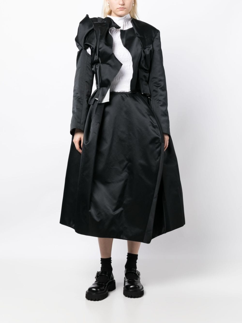 gathered -effect layered blazer - 2