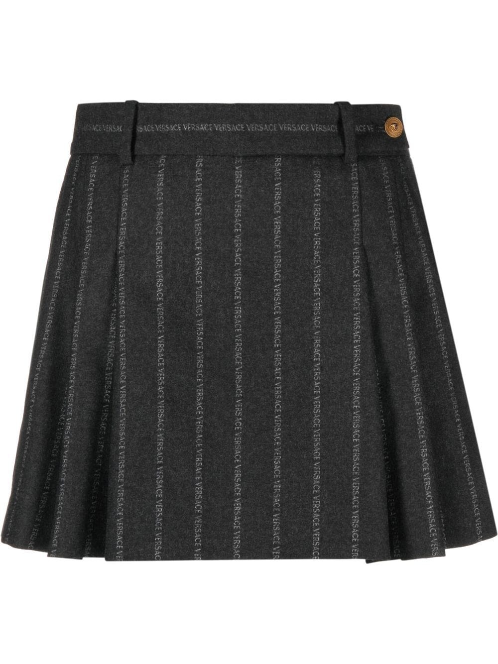 logo-print pleated skirt - 1
