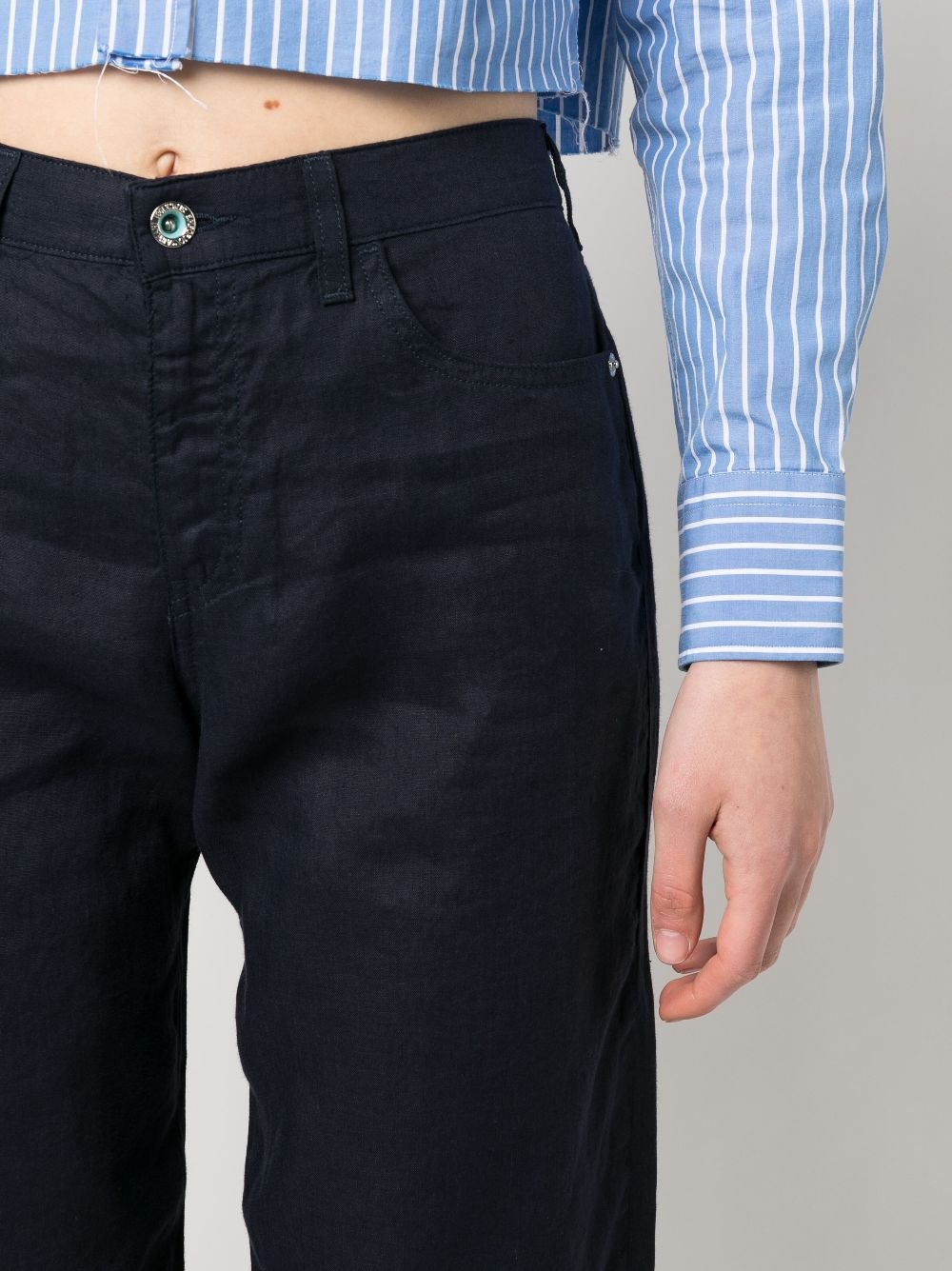 straight-leg linen trousers - 5