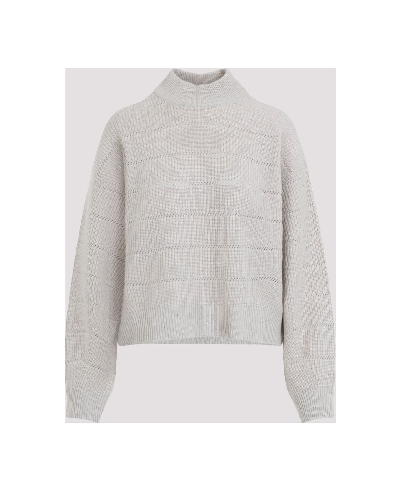 Mock Neck Lana Cashmire Stripe Pullover - 3