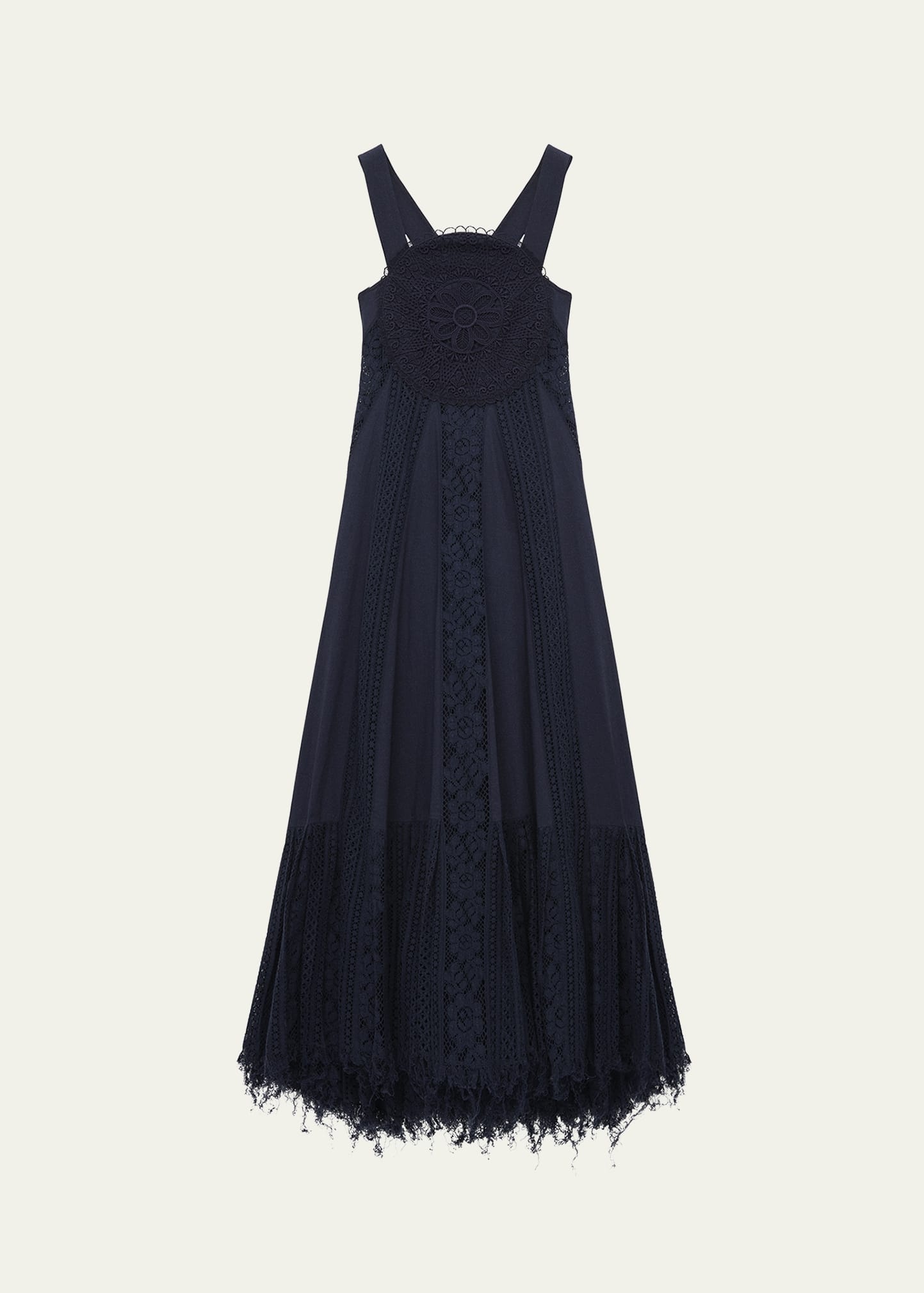 Lace Frayed Hem Poplin Dress - 1