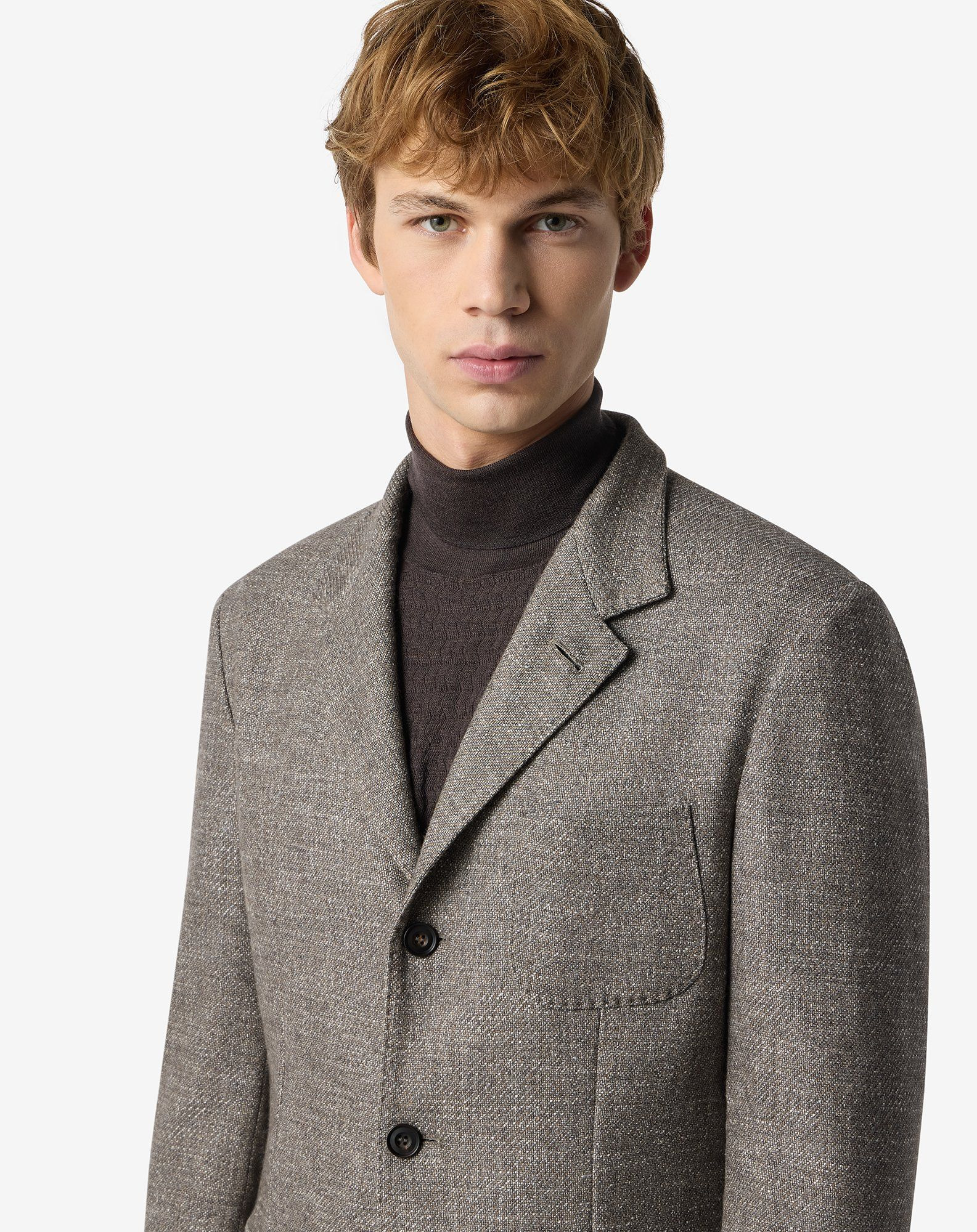Beige wool, cashmere and stretch silk twill jacket - 4