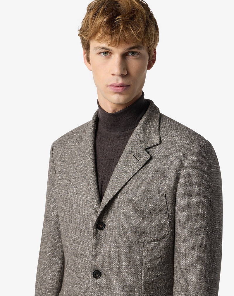 Beige wool, cashmere and stretch silk twill jacket 4