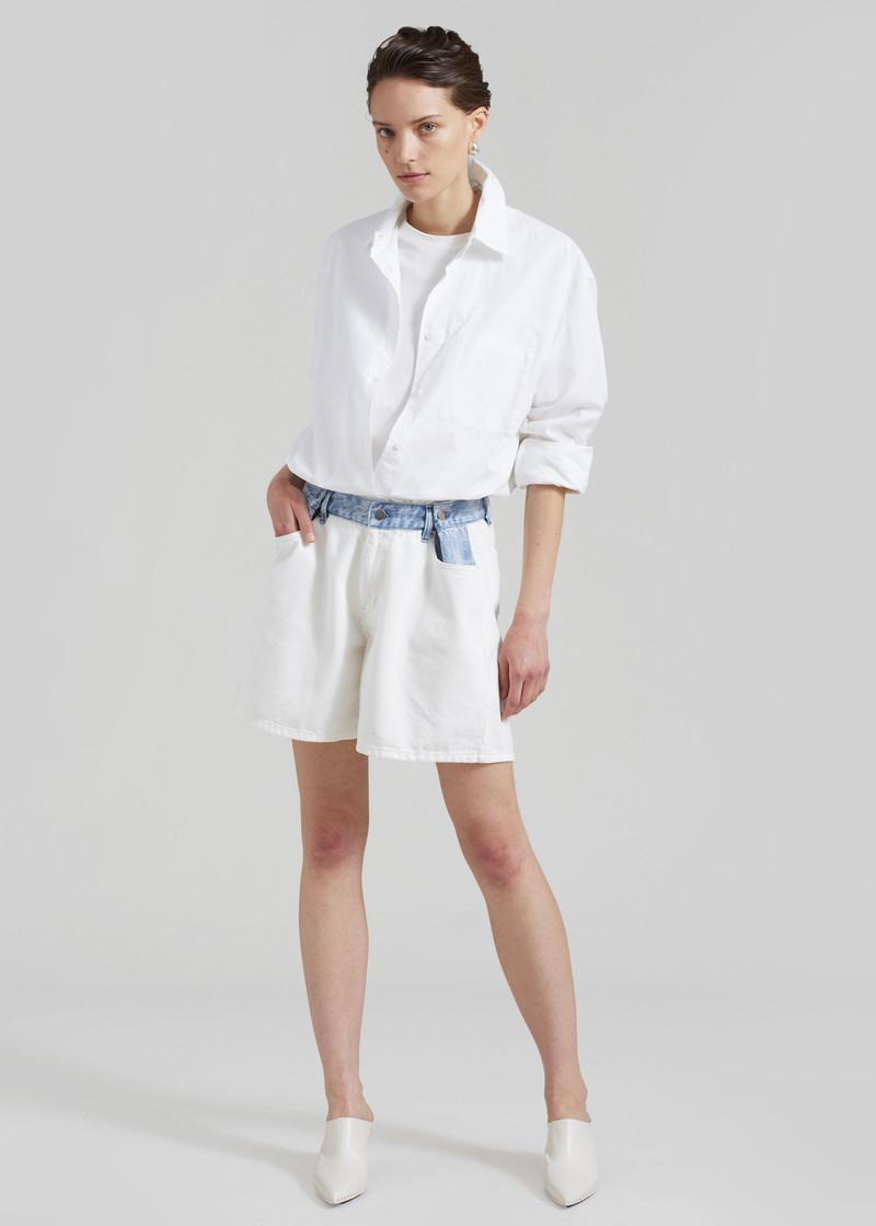Hayla Contrast Denim Shorts - Off White/Blue 9