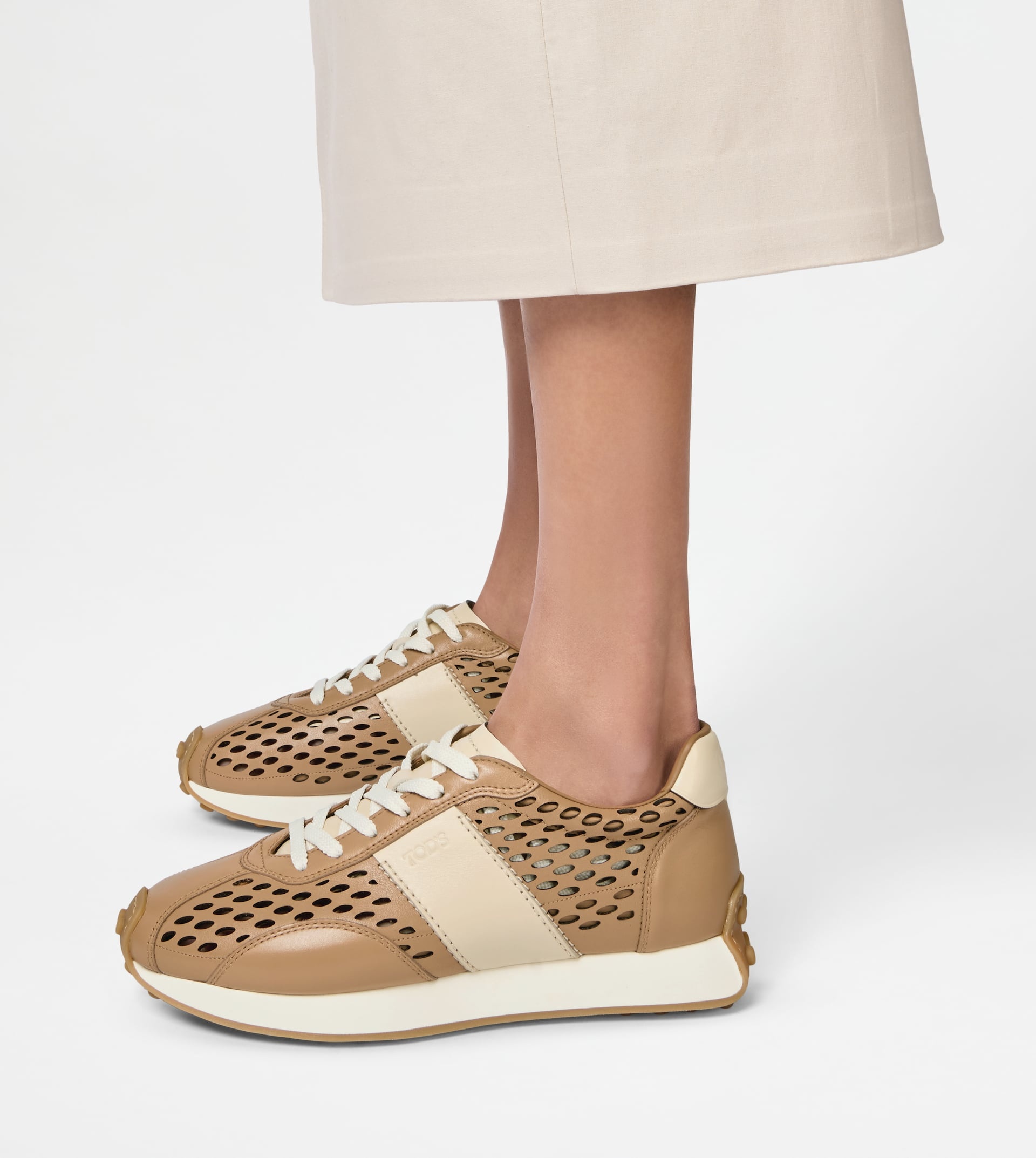 T VINTAGE SNEAKERS IN LEATHER - BROWN, BEIGE - 6