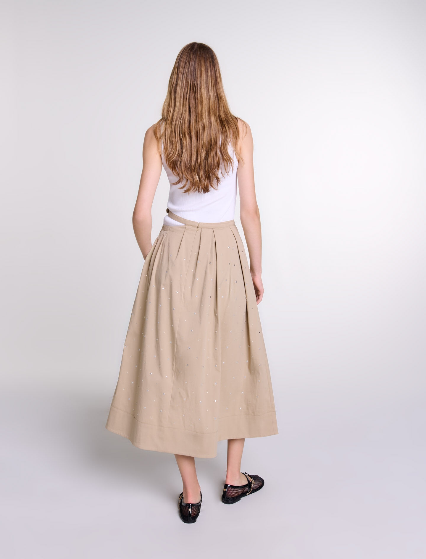 Long studded cotton skirt - 4