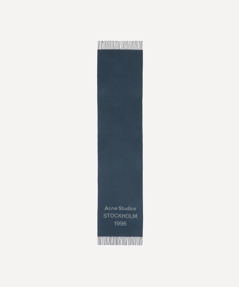 Acne Studios Logo Jacquard Faded Indigo Scarf outlook