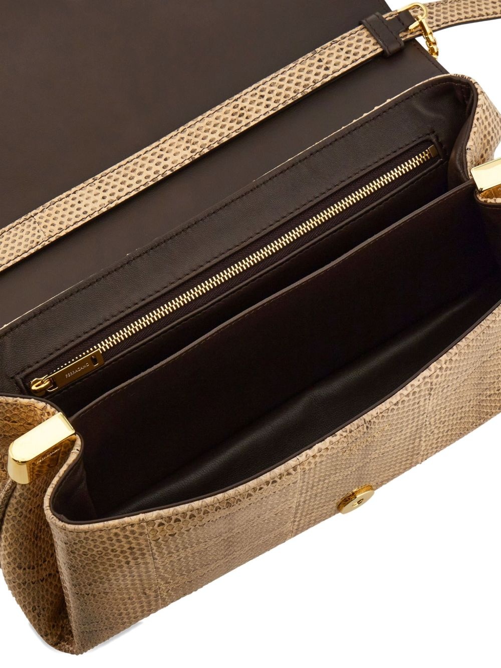 snakeskin leather shoulder bag - 5