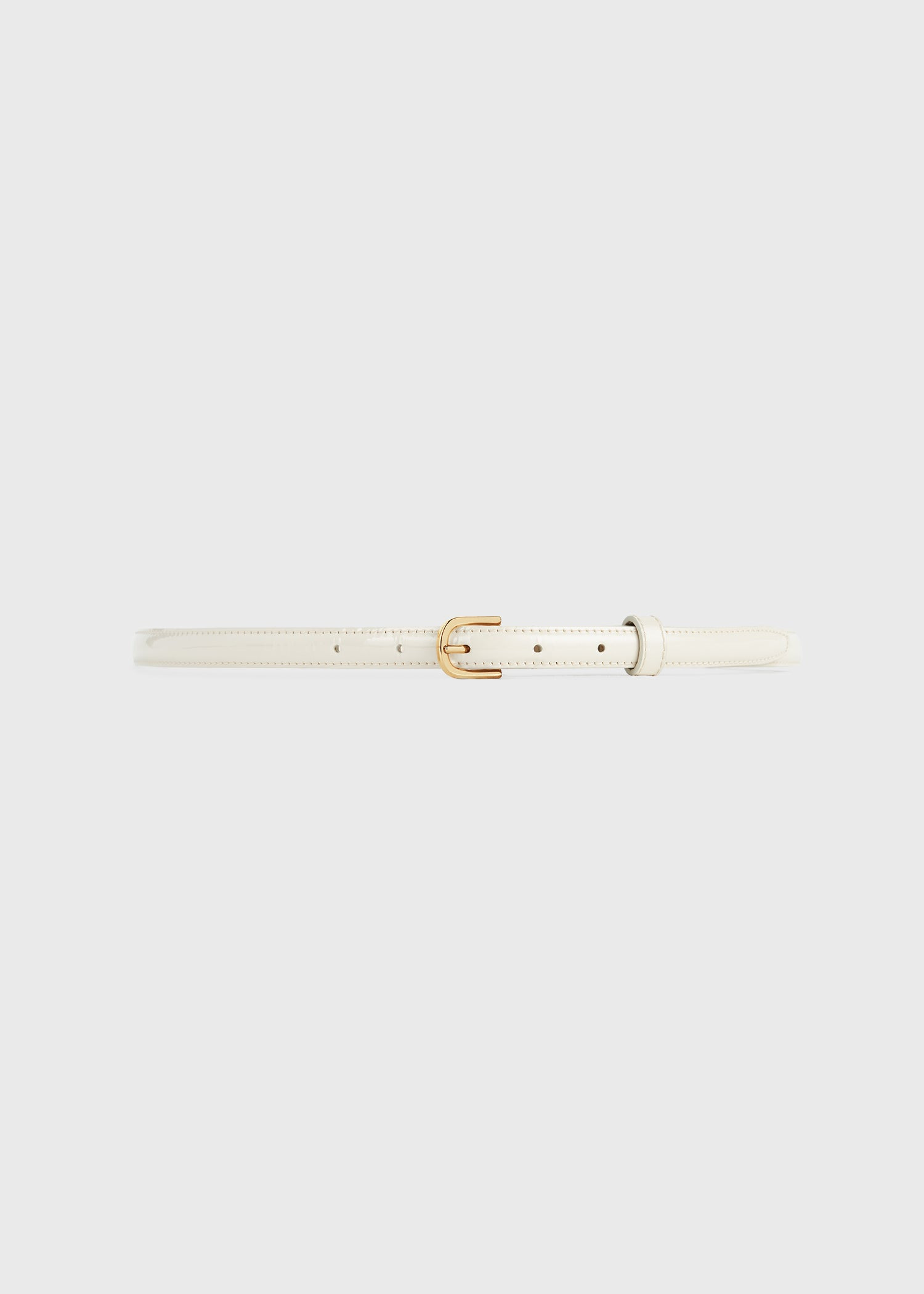 Thin patent-leather trouser belt bleached sand - 1