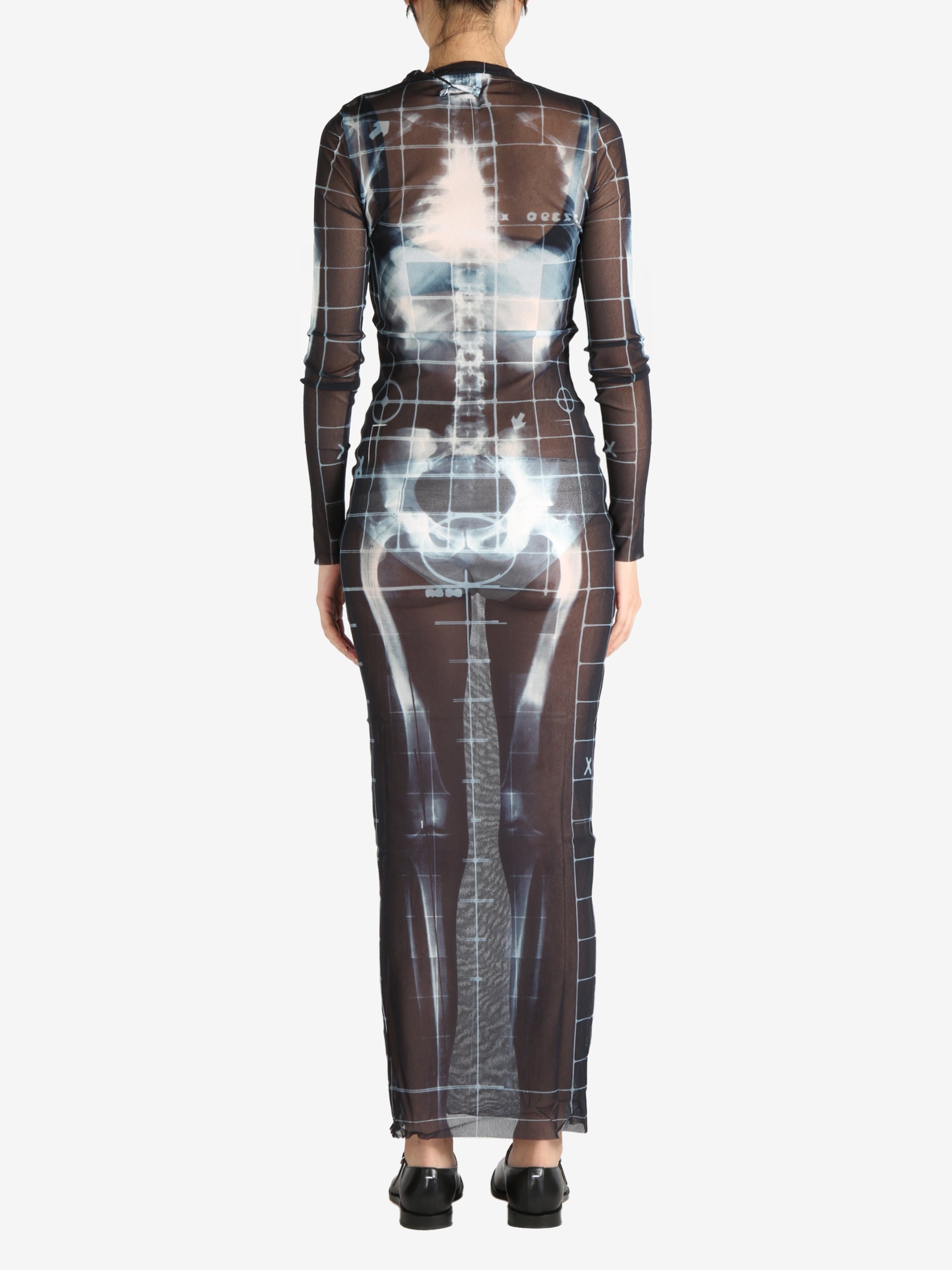 JEAN PAUL GAULTIER - Women Printed "Squeletor" Mesh Long Dress - 3