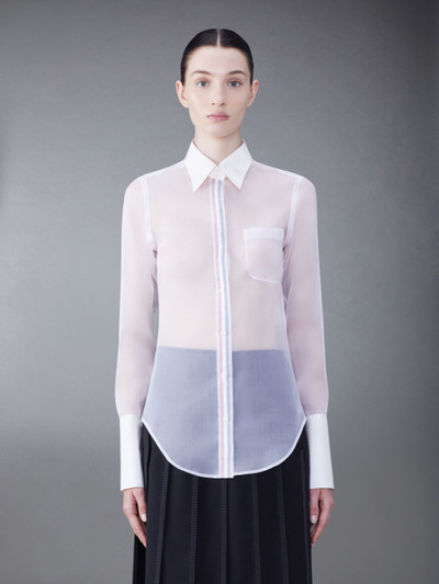 Thom Browne RWB-placket transparent silk shirt outlook