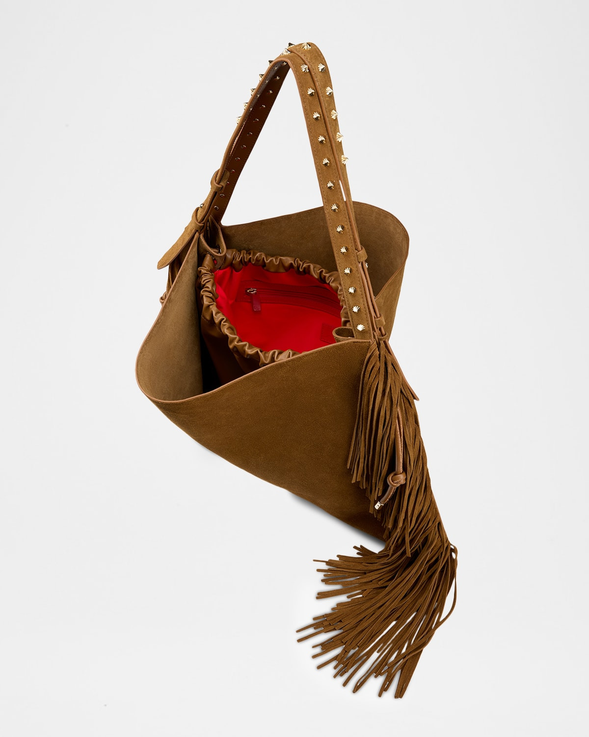 Baggy Fringed Tote Bag in Suede - 3