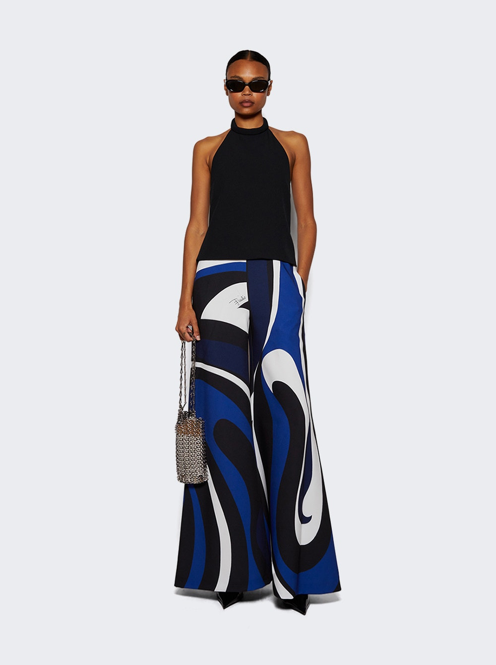 Marmo-print Jumpsuit Black And Blue - 2