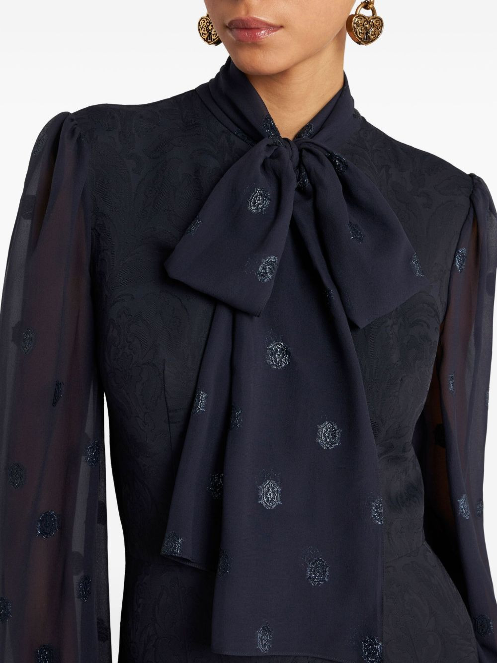 jacquard bow jumpsuit - 4
