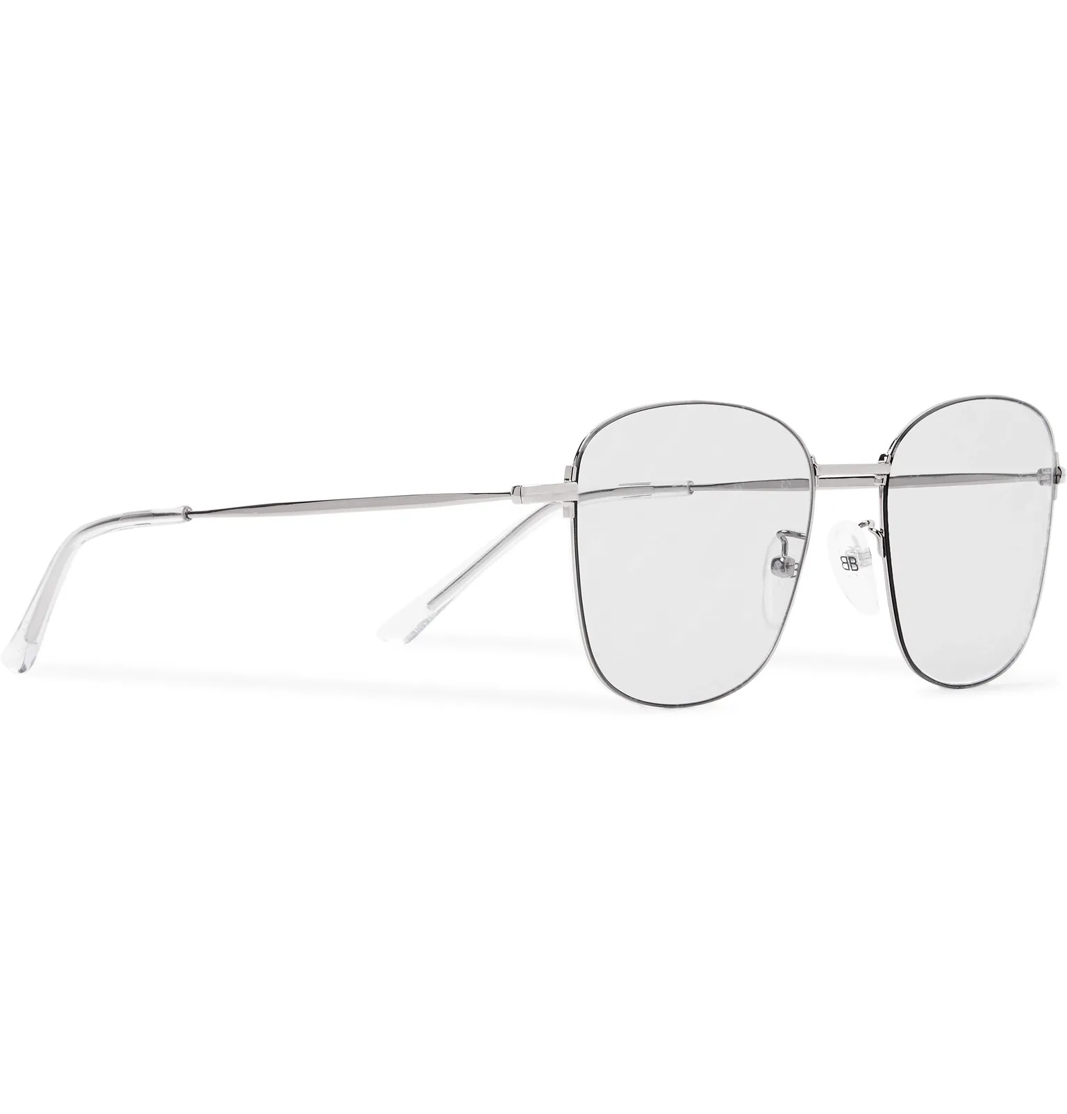 Square-Frame Silver-Tone Logo-Print Sunglasses - 7