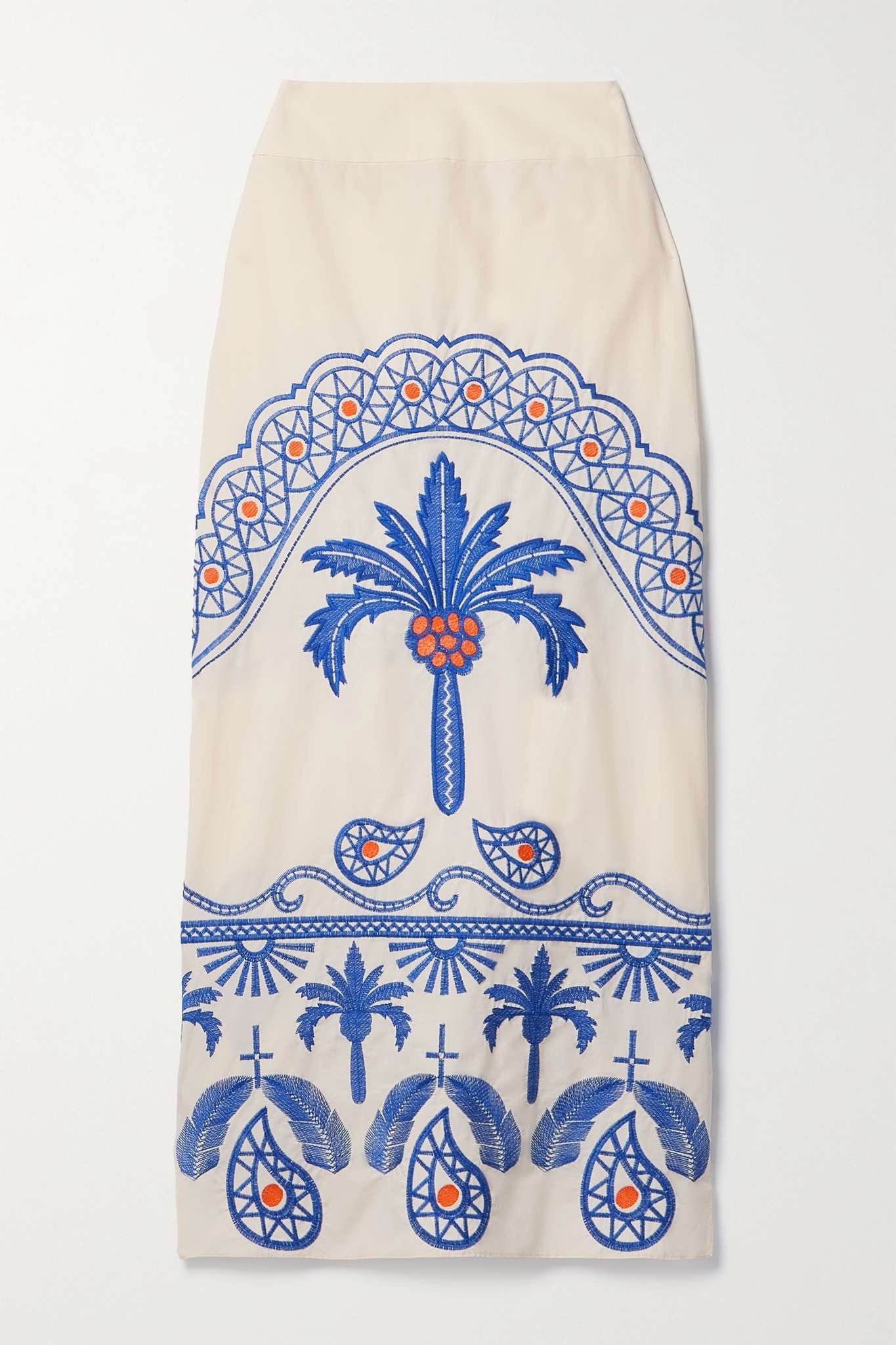 + NET SUSTAIN Nature Walk embroidered cotton-blend midi skirt - 1