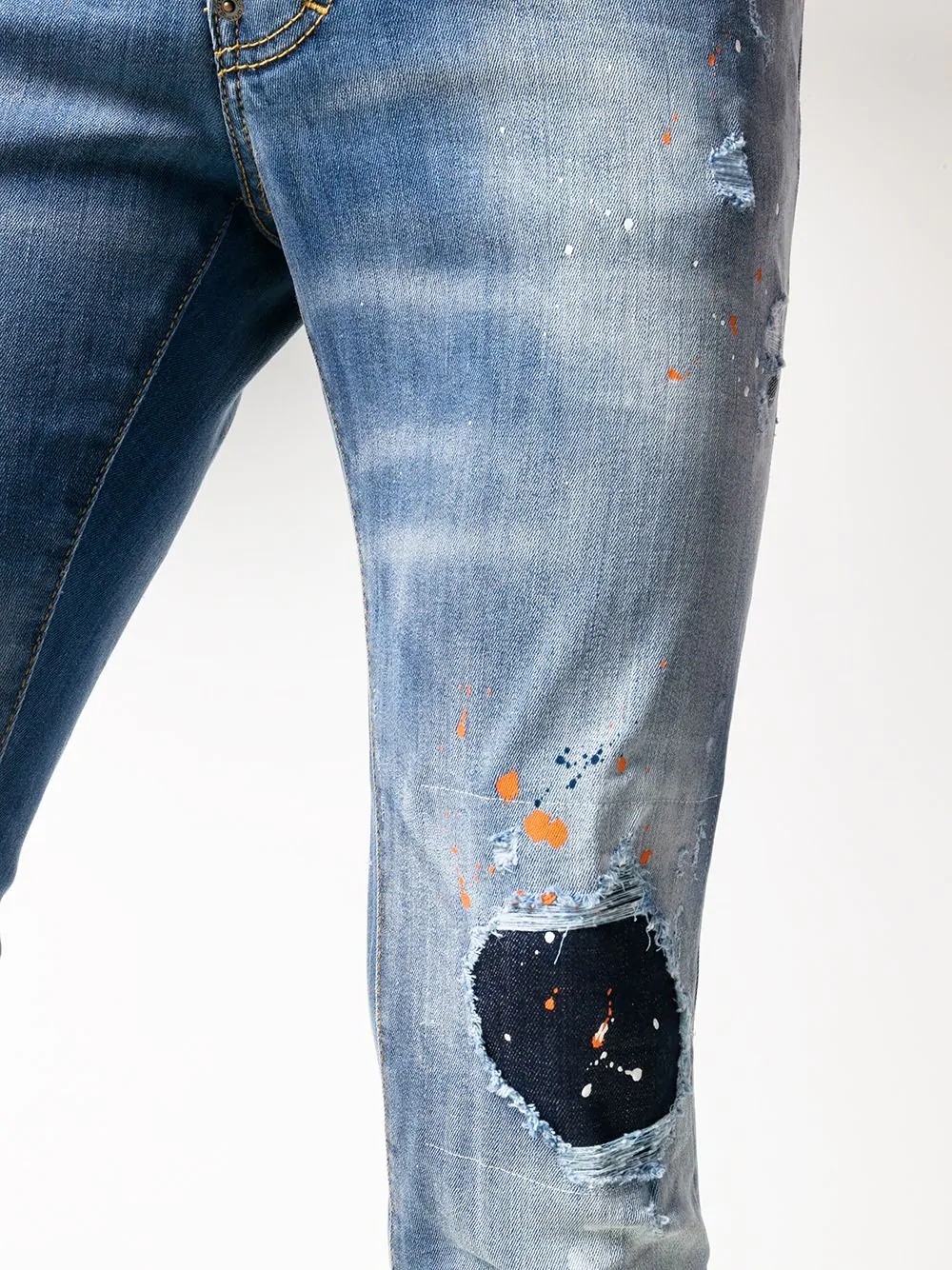 splatter-print distressed-finish skinny jeans - 5