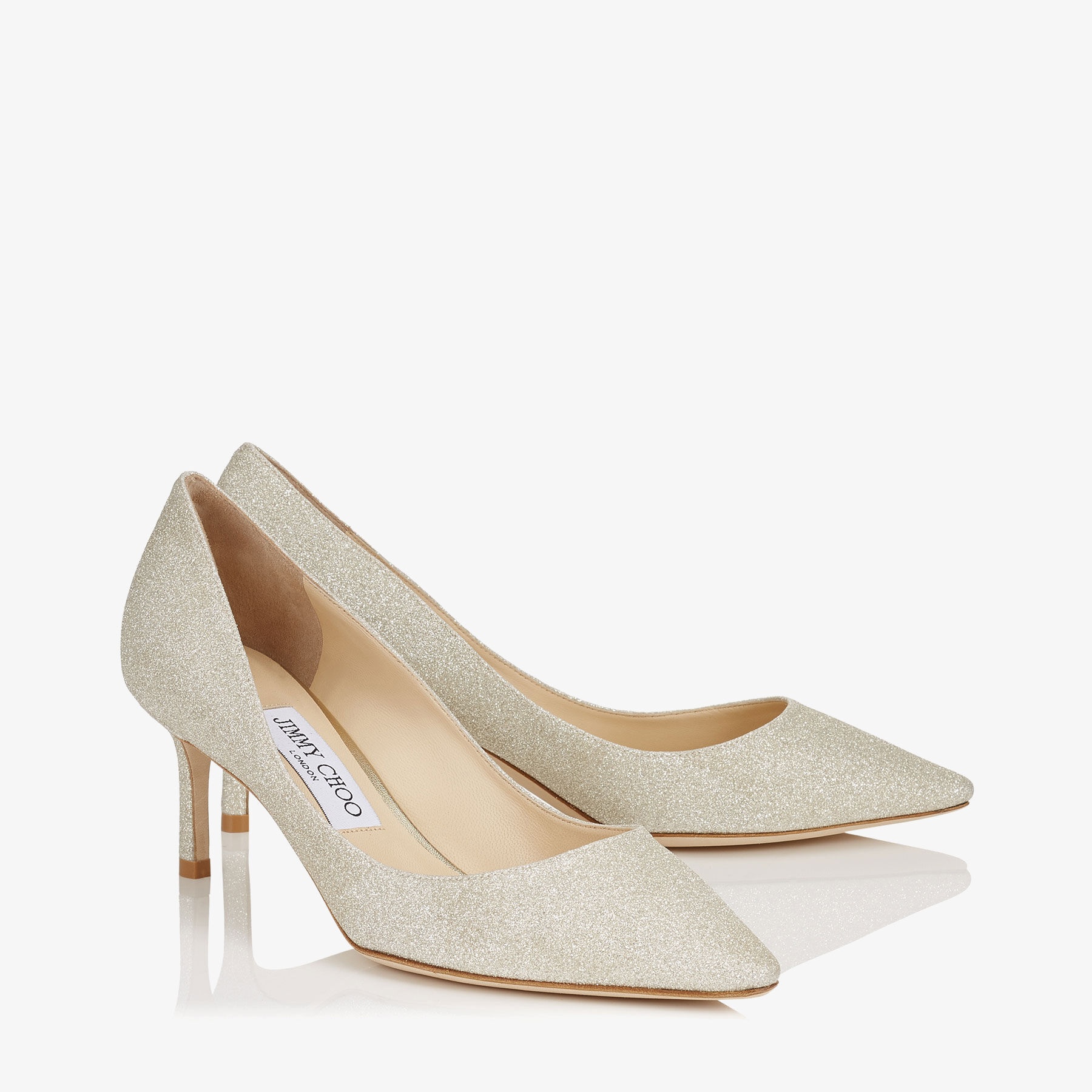 Romy 60
Platinum Ice Dusty Glitter Pointy Toe Pumps - 2
