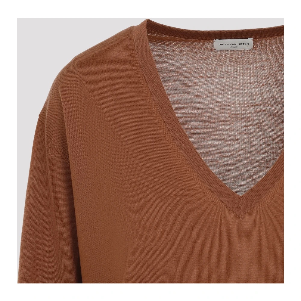 LUXURIOUS BROWN MERINO WOOL SWEATER - 3