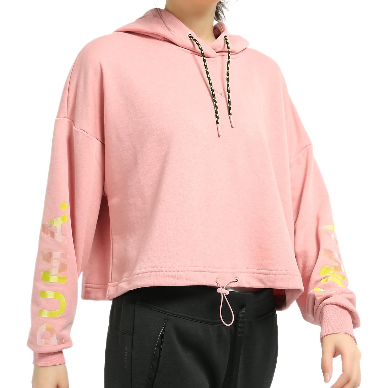 (WMNS) PUMA Chase Cropped Hoodie 'Pink White' 595935-14 - 4