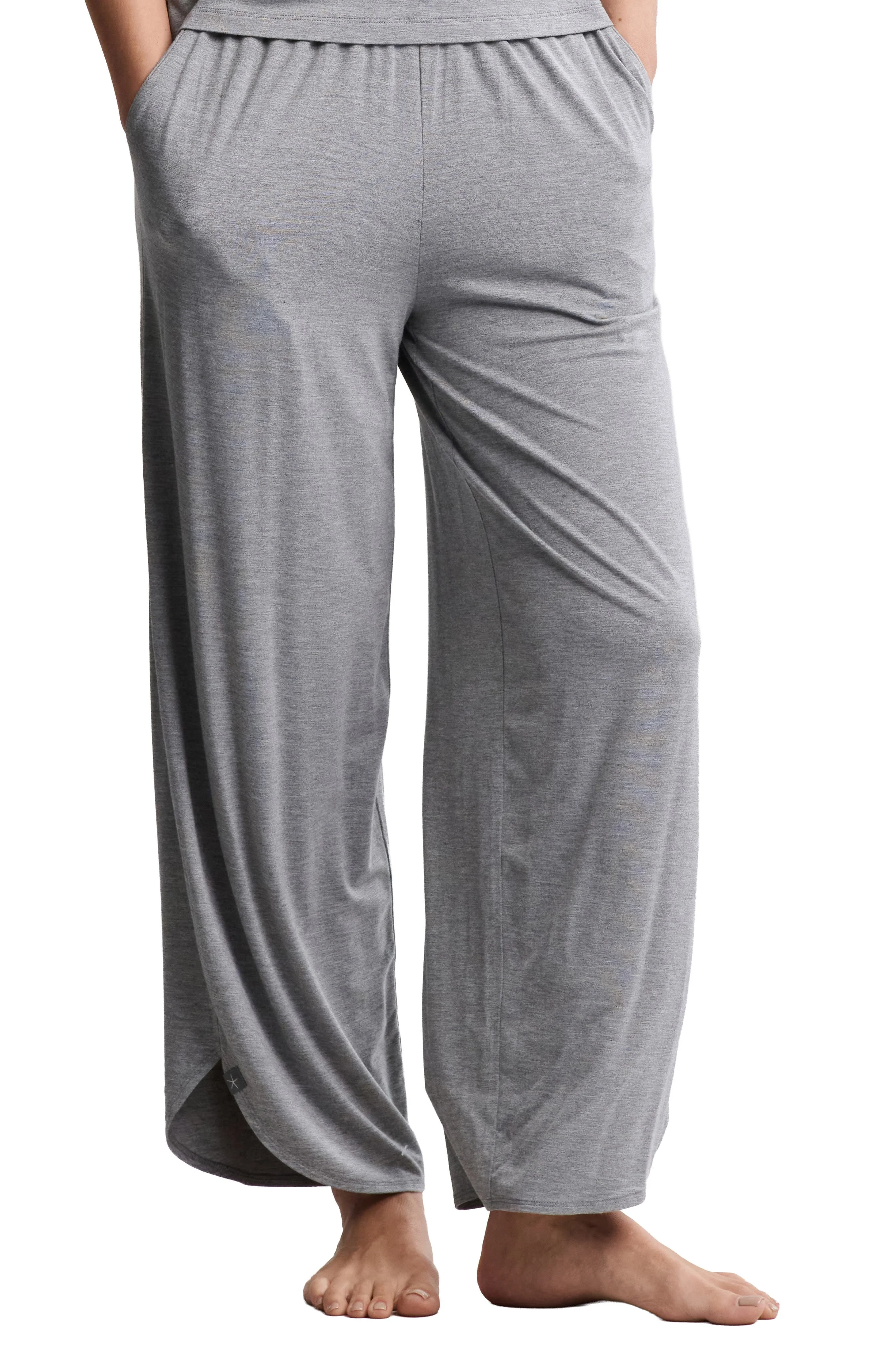 barefoot dreams Jersey Crop Wide Leg Pants in Dark Heather Gray - 1