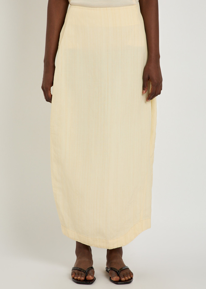 Studio Nicholson Studio Nicholson Wrapped Effect Woven Cotton Midi Skirt outlook