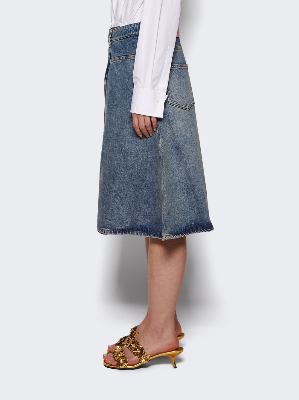 Deconstructed Skirt Washed Denim - 3