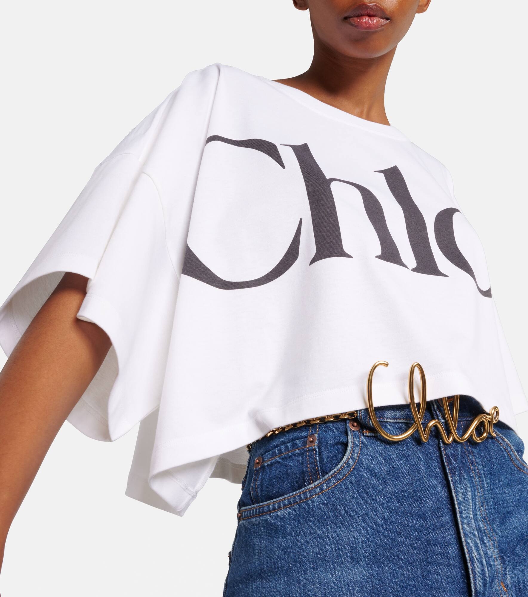 Logo cropped cotton jersey T-shirt - 4