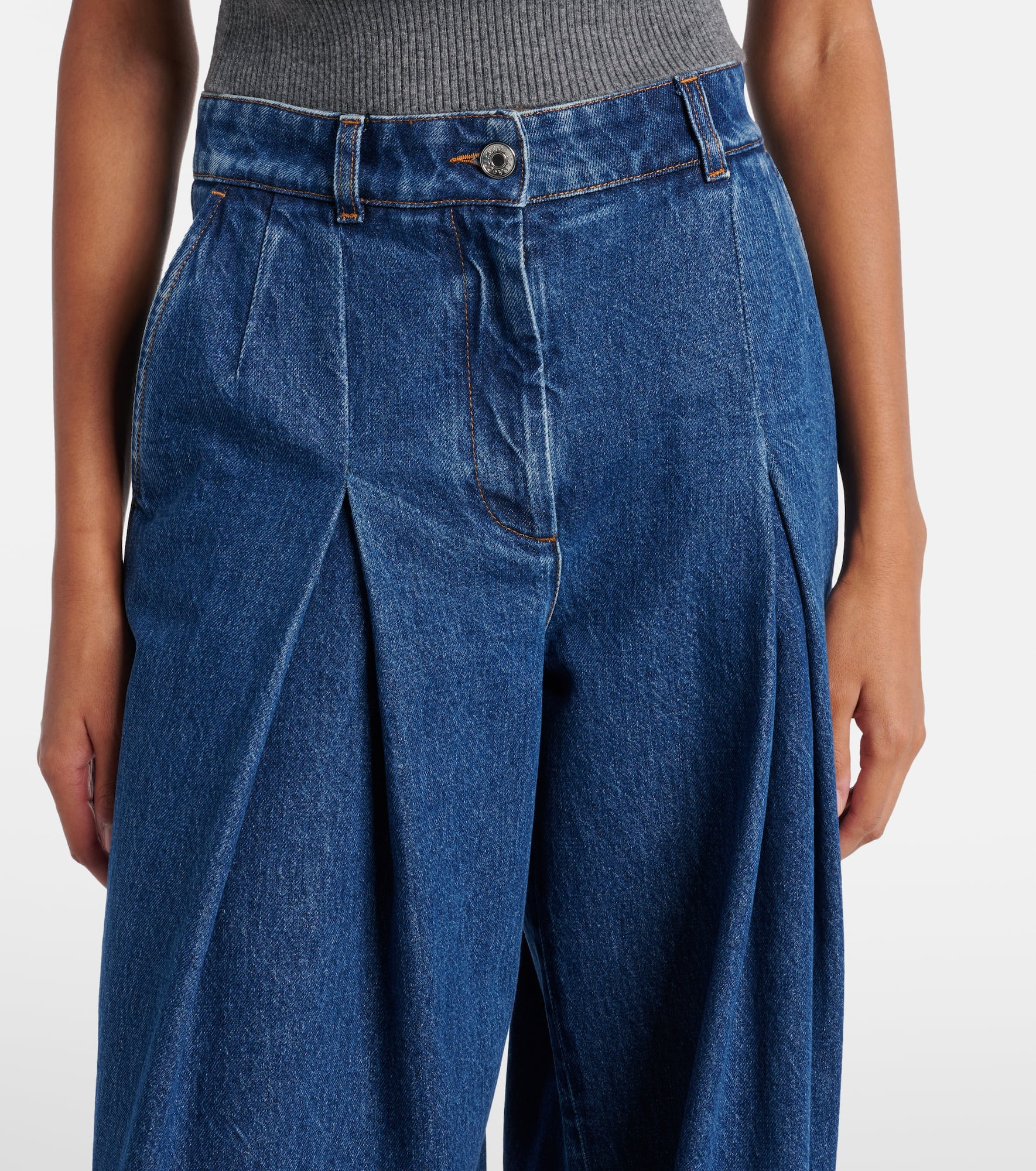 Pleated wide-leg jeans - 4