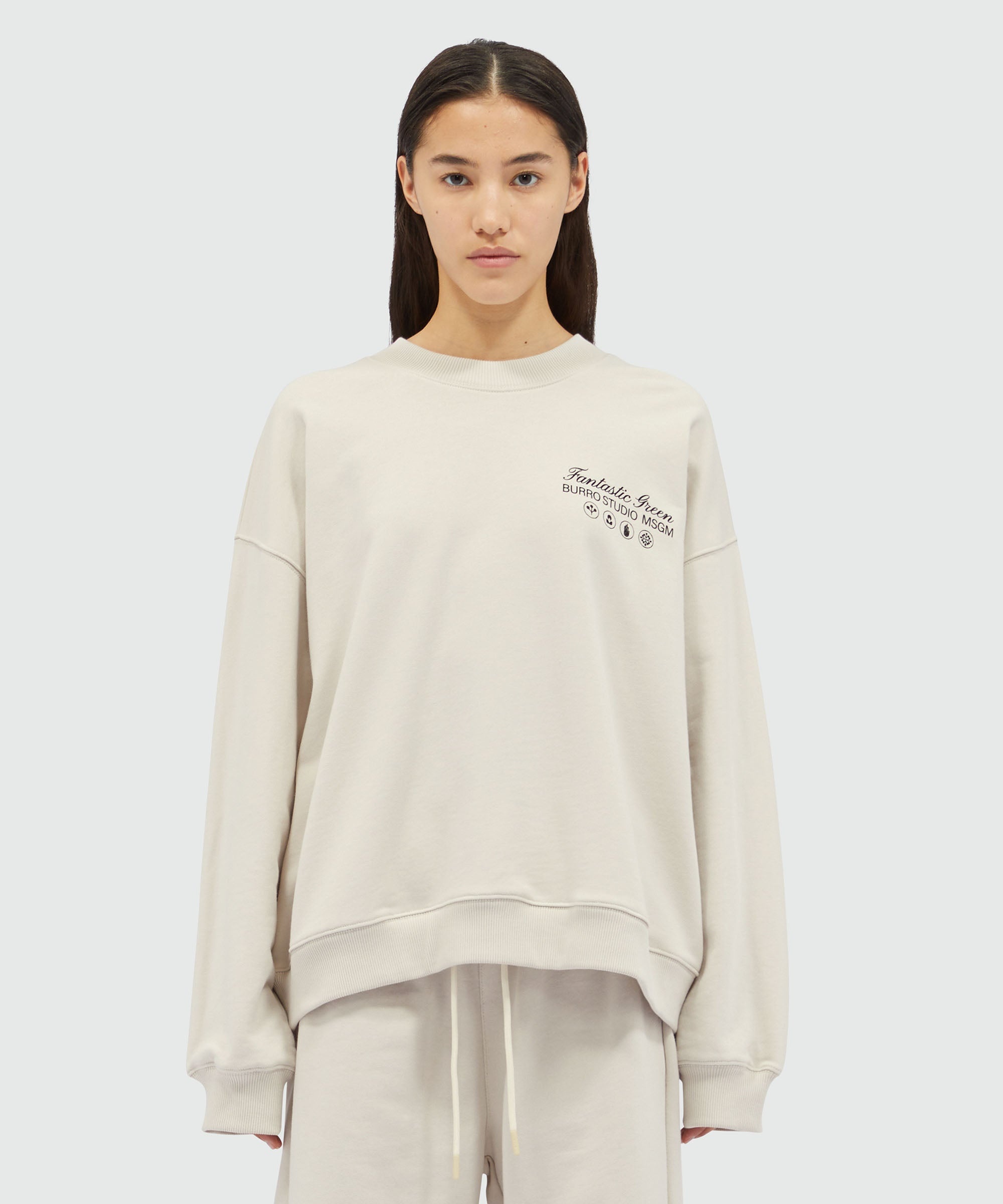 Organic cotton "Fantastic Green Burro Studio" beige sweatshirt - 6