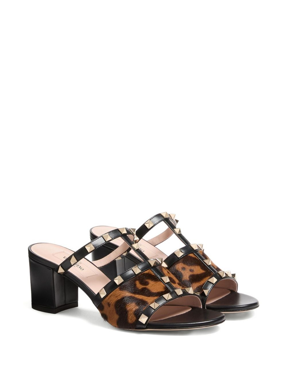 60mm Rockstud leopard-print sandals - 2