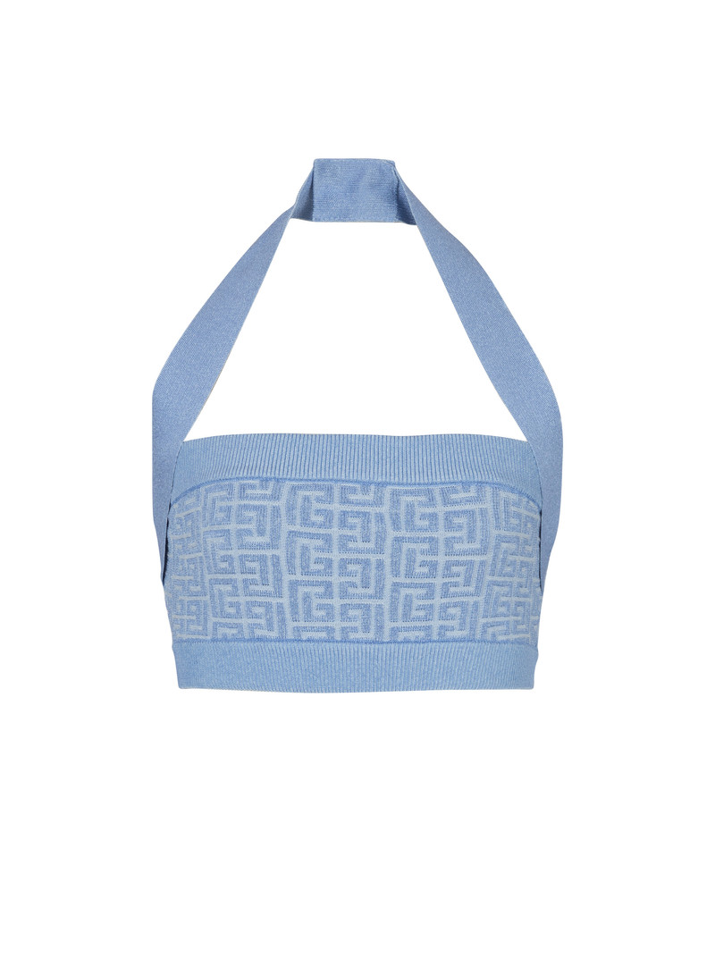Knit halterneck top with PB Labyrinth monogram - 1