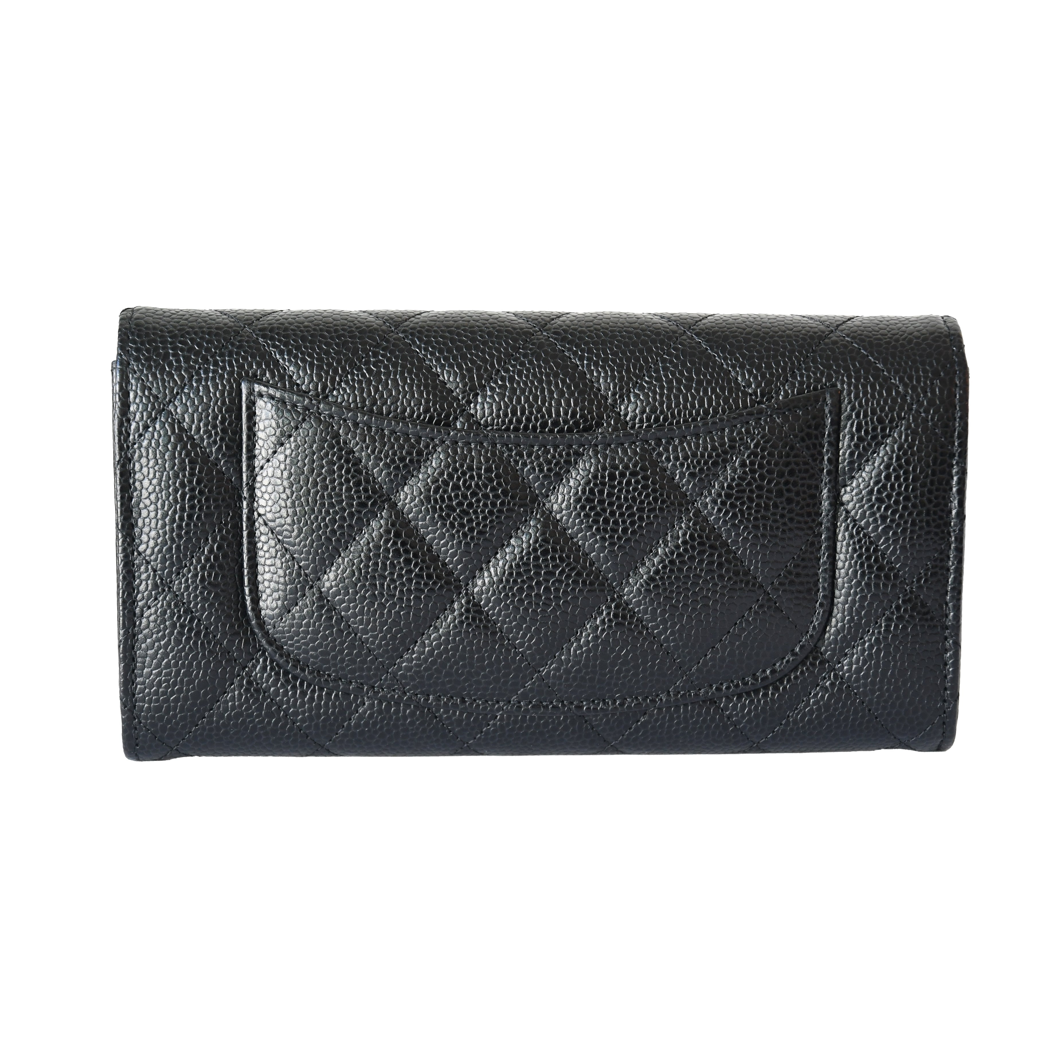 Chanel CC Quilted Caviar Continental Large Gusset Flap Wallet Gold Hardware Black - 2