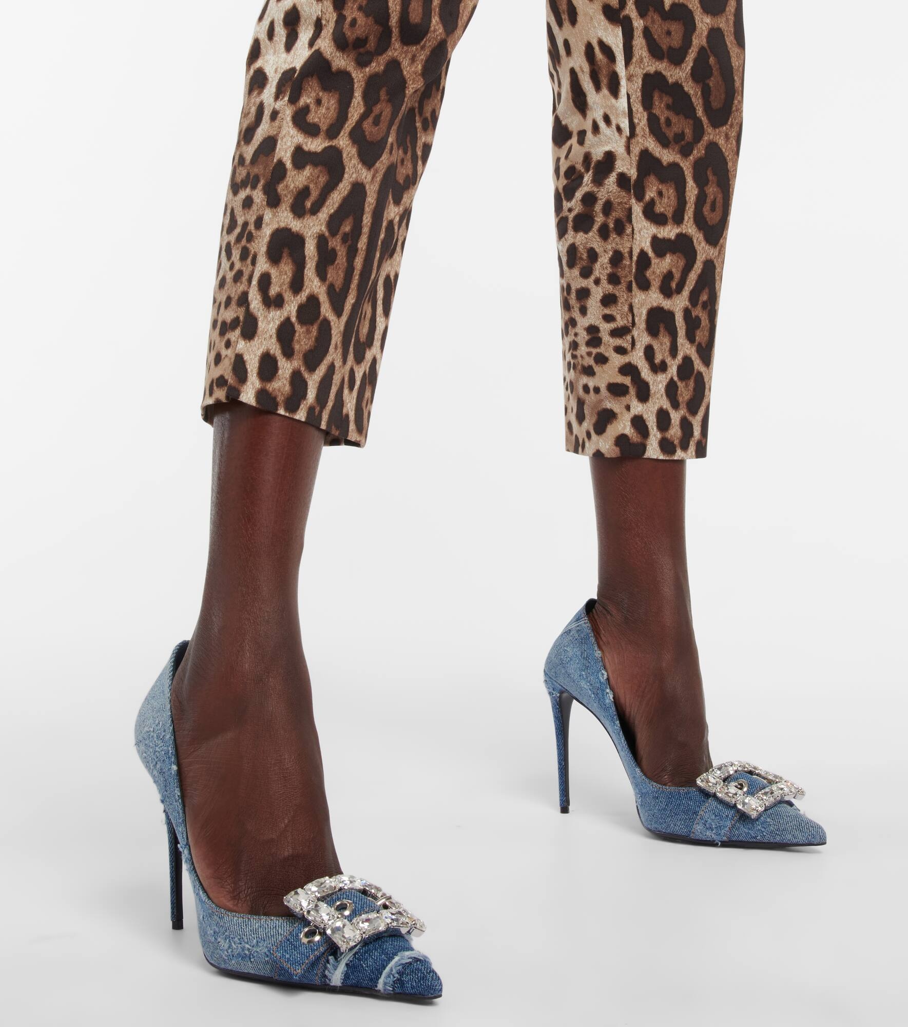 Embellished denim pumps - 4