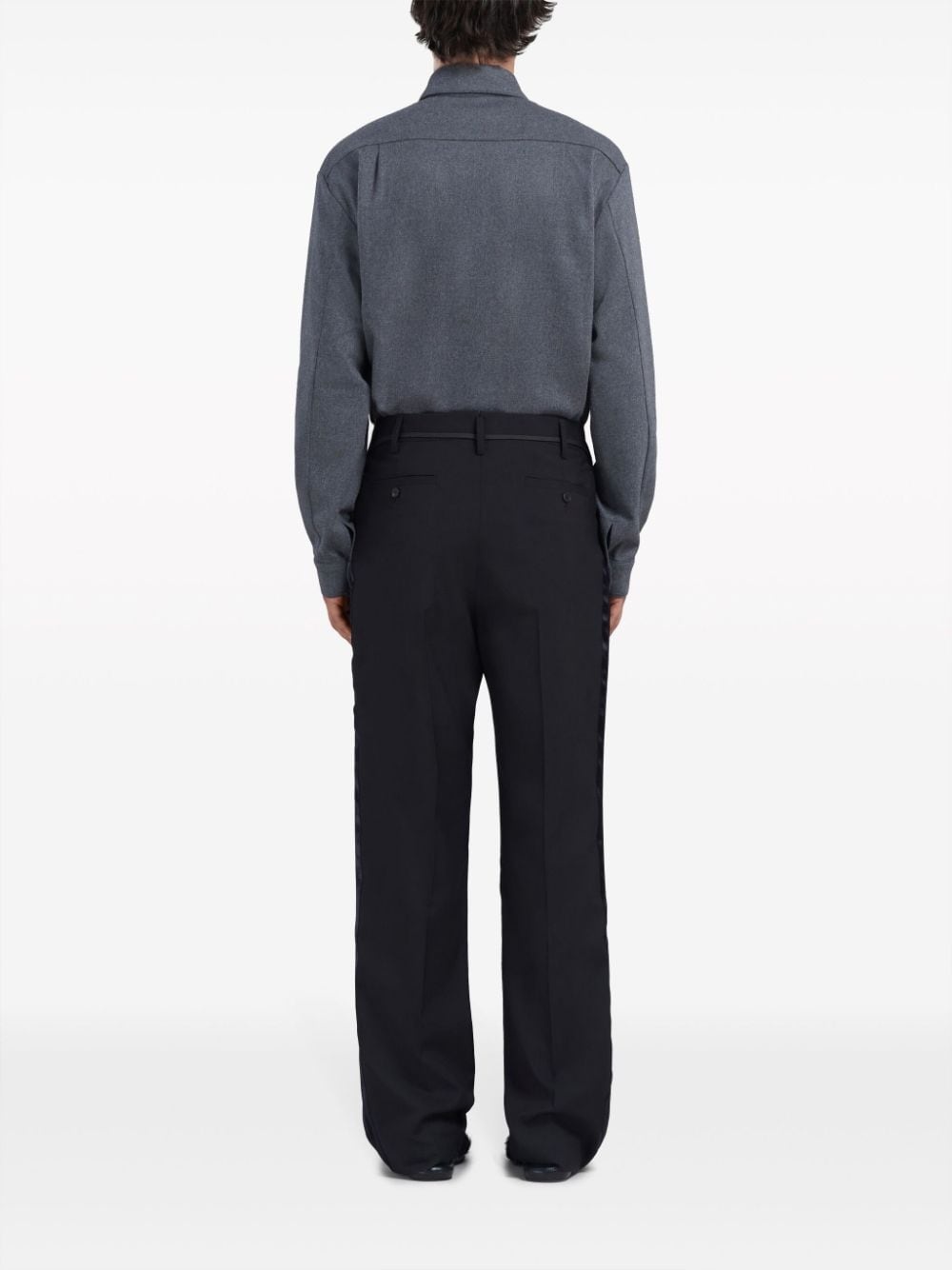 satin-stripe trim trousers - 4
