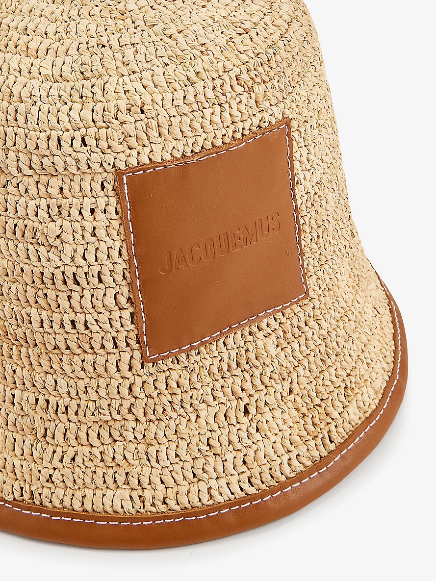 Le Bob Soli brand-patch raffia bucket hat - 2