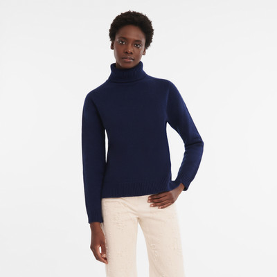 Longchamp Fall-Winter 2023 Collection Turtleneck sweater Navy - Wool outlook