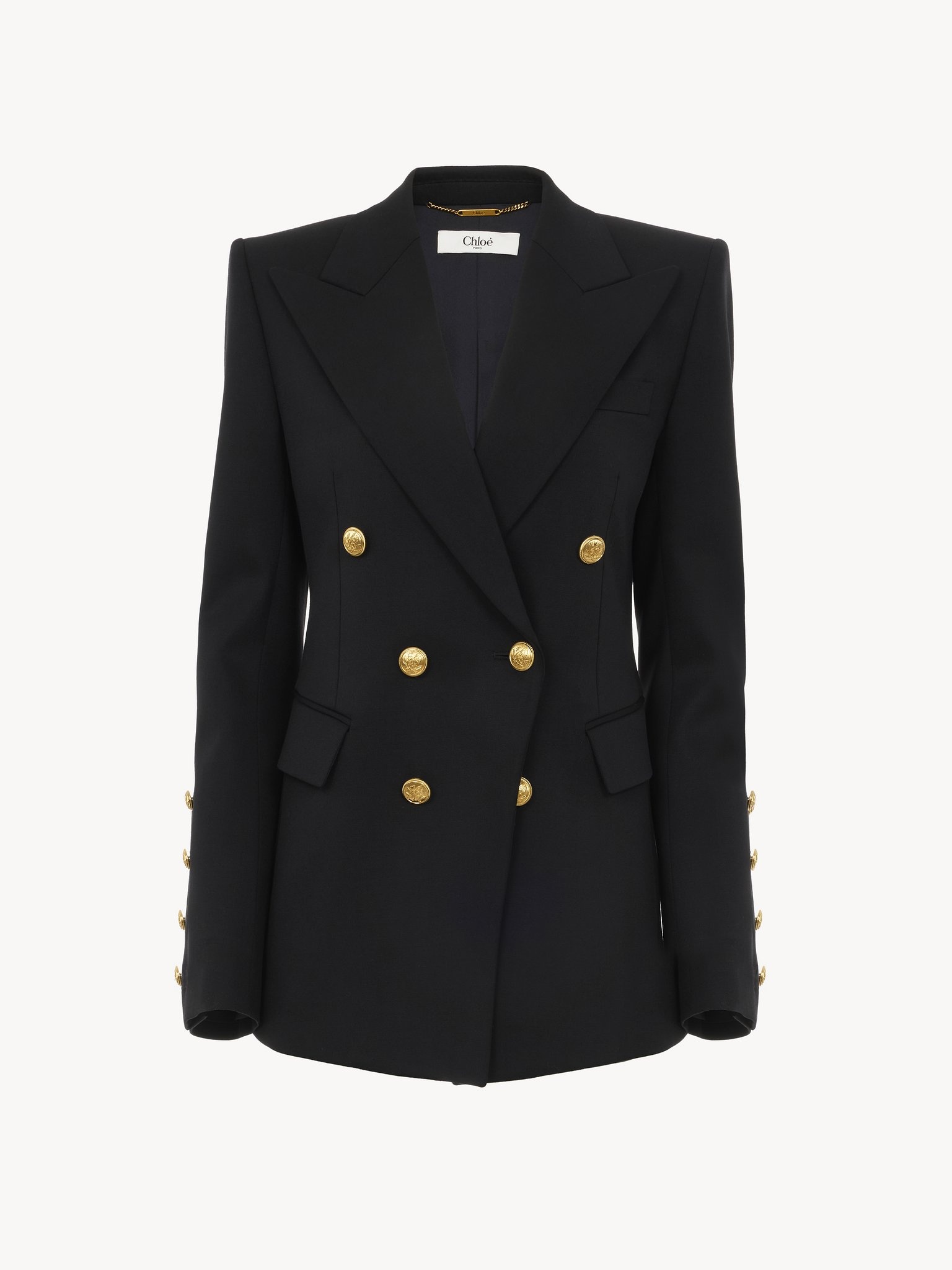 DOUBLE-BREASTED OFFICER JACKET IN WOOL GRAIN DE POUDRE - 2