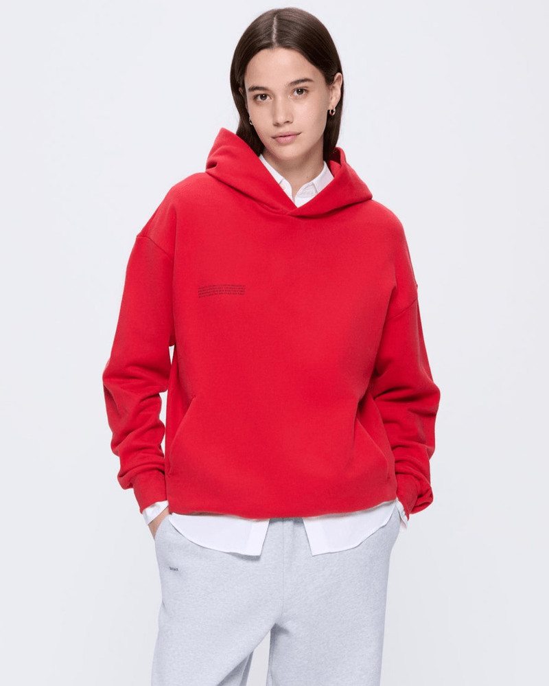 PANGAIA Womens 365 Midweight Hoodie - Red outlook